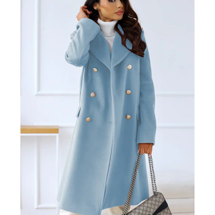Amarae | Coat Long - Tailored - Double Breast Button Closure - Wide Lapels