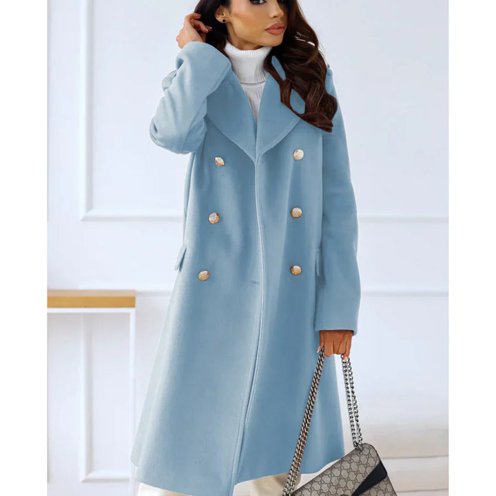Amarae | Coat Long - Tailored - Double Breast Button Closure - Wide Lapels