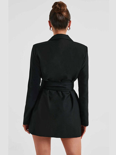 Amarae | Black blazer dress with V neckline