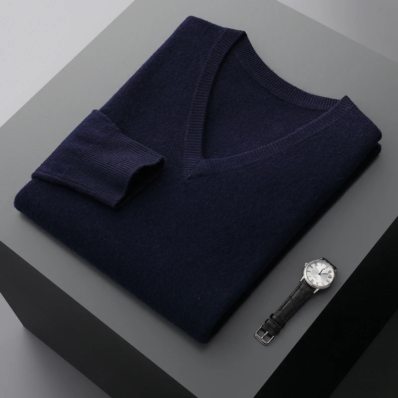 Chic Und Stil | Cashmere Sweater Men V Neck Soft Cashmere Knit Material