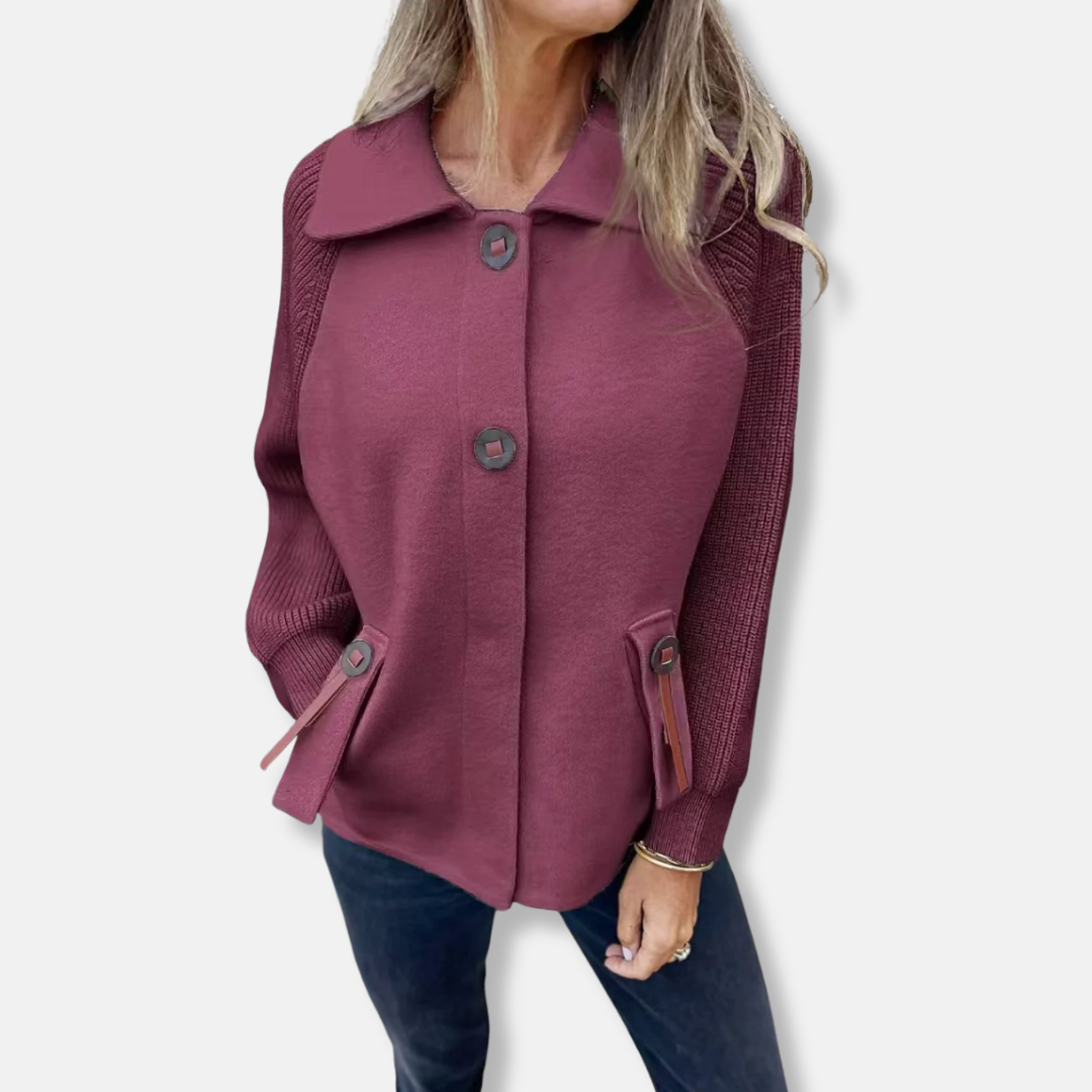 Amarae | Jacket - Casual Cut - Knitted Sleeves - With Lapel - Button Closure