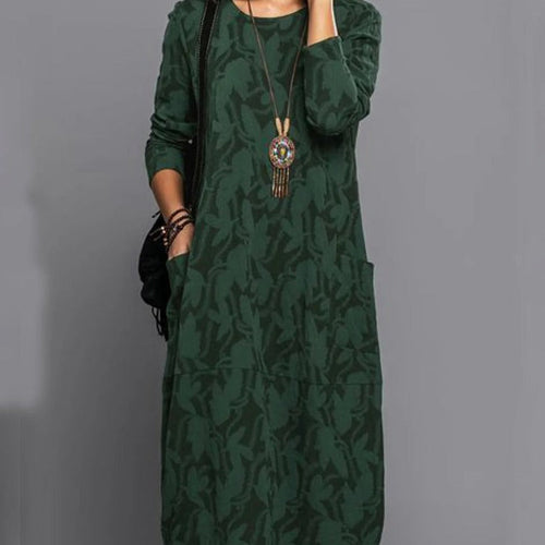 Amarae - Long sleeve dress with pockets and print