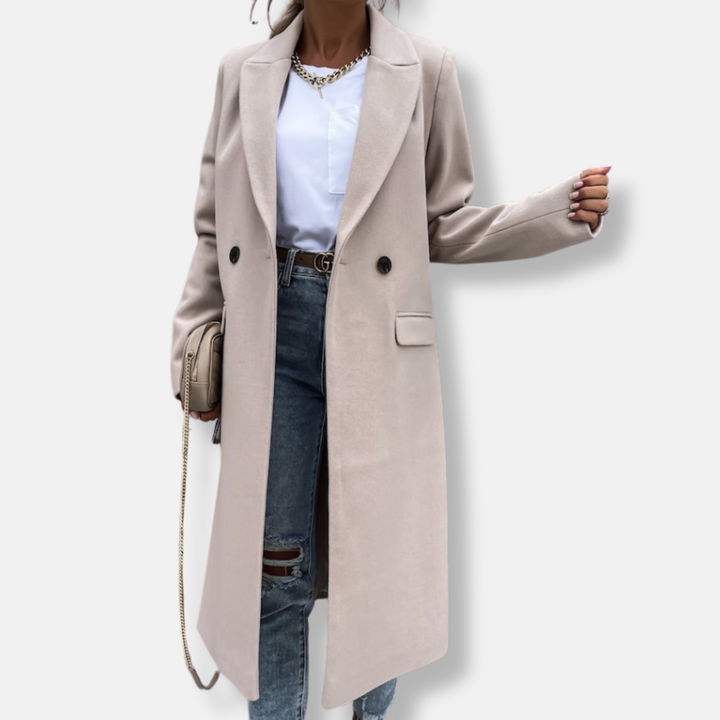 Amarae | Longer Coat - Tailored Fit - Wool - Button Closure - Classic Lapel