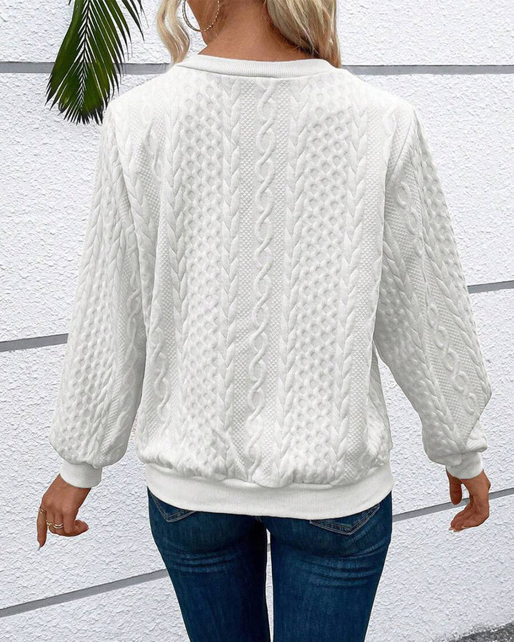 Chic Und Stil | Casual Solid Color Sweatshirt with Long Sleeves and Zipper