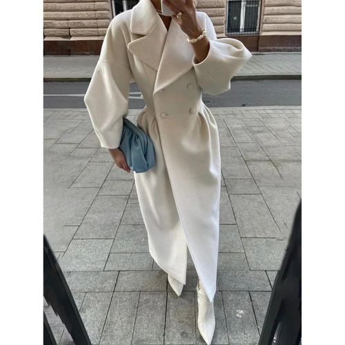 Amarae | Longer Coat - Double-breasted - Tailored Fit - Elegant Puff Sleeves