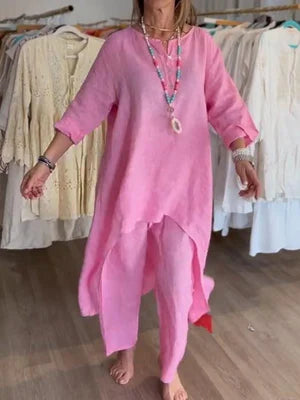 Lune London | Solid Color Leisure Suit Made of Linen for Women