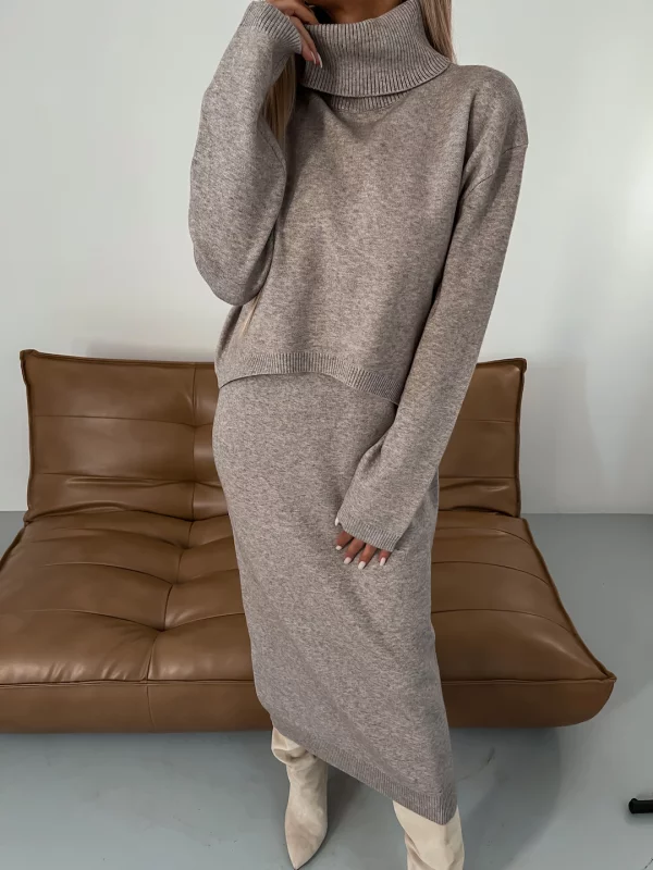 Lune London | Jersey Set Midi Dress with Turtleneck
