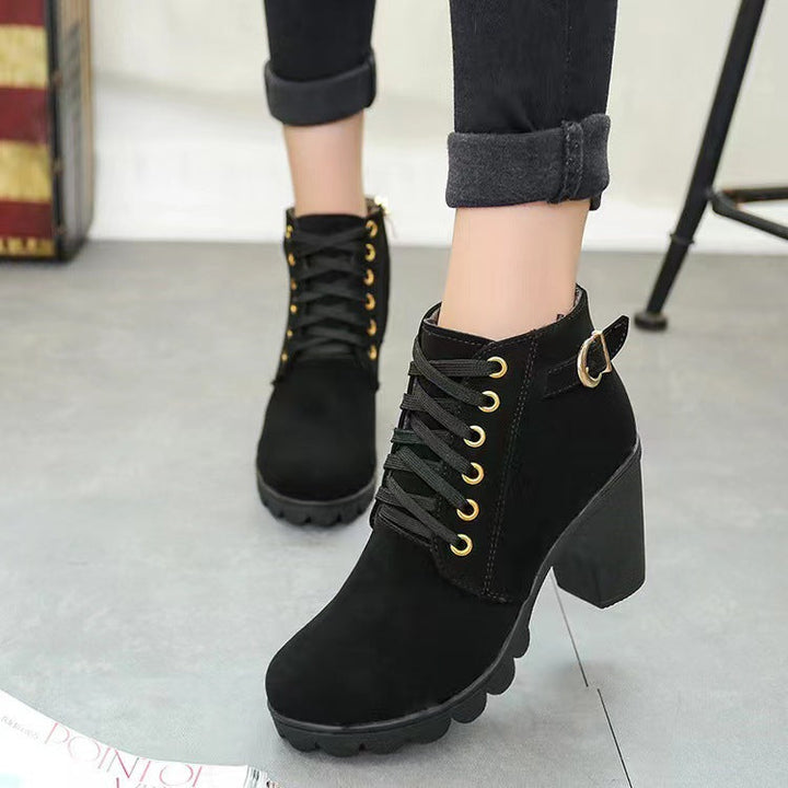 Lune London | Block heel ankle boots - Warm lined - Non-slip sole - Gold details