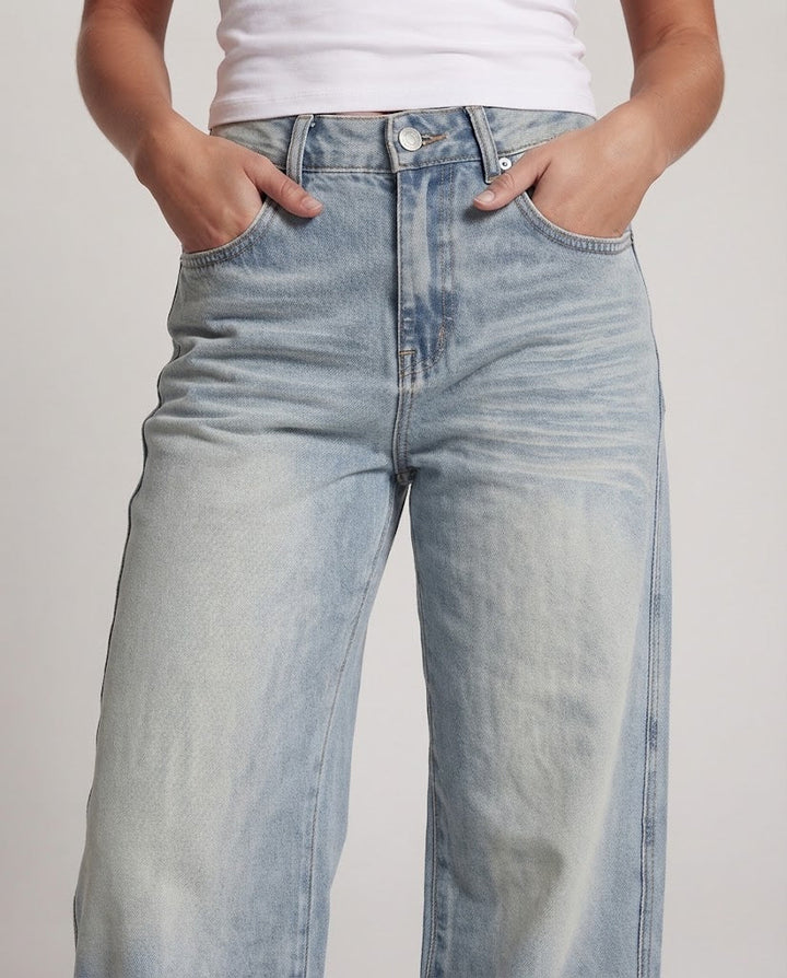 Women's Extra Wide Palazzo Denim Jeans with Low Crotch and Floor-Length Fall Amarae