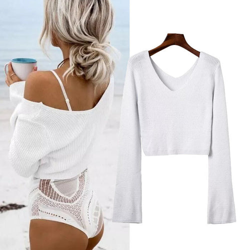 Pull court pour femmes avec col large et structure côtelée sophistiquée Chic & Stil