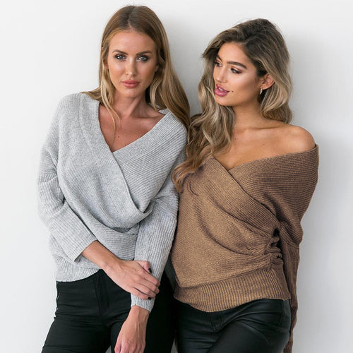 Oversized knitted jacket for women with wrap design and relaxed sleeves Amarae