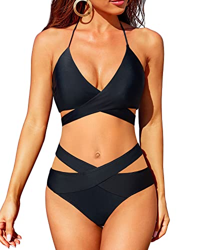 Lune London | Wrap Halterneck Bikini Set Criss Cross Two Piece Swimsuit