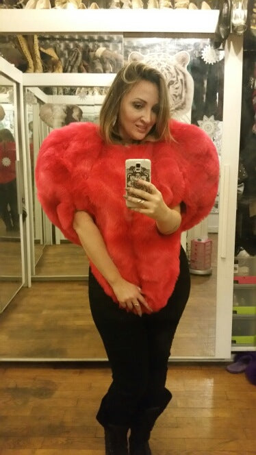 Ladies Declaration Faux Fur Coat with Voluminous Sleeves and a Chic Modern Design