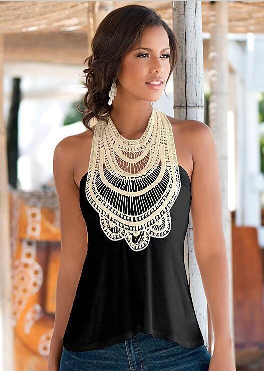 Haut tendance pour femmes avec un design en crochet complexe Chic & Stil