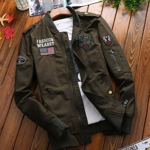 Men's bomber jacket with unique patches Amarae