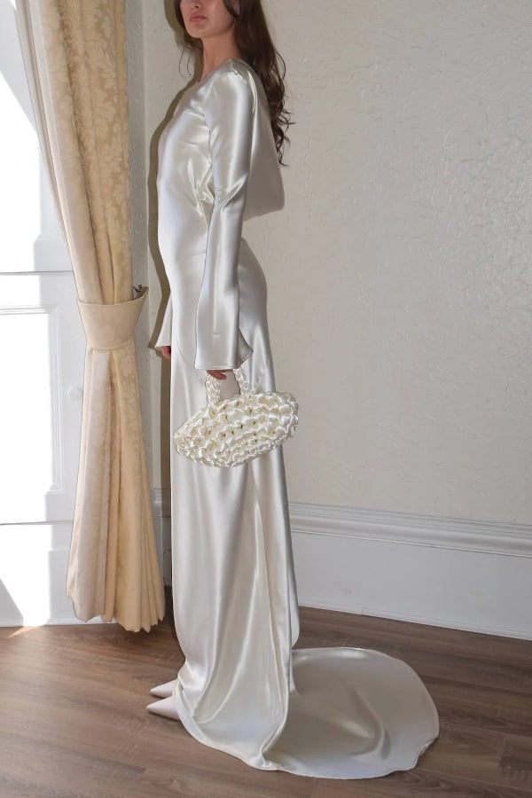 Lune London | Pearl Eden Satin Backless Cowl Neck Gown Maxi Dress