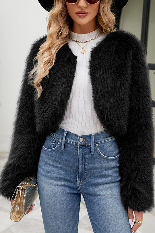 Amarae | Long Sleeve Short Casual Faux Fur Jacket