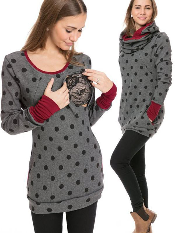 Chic Und Stil | Maternity Chaps Nurse Sweatshirts Floral Print Bags Zipper Nursing Clothing