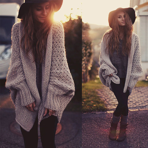 Ladies casual cardigan with raw edges and voluminous sleeves Amarae