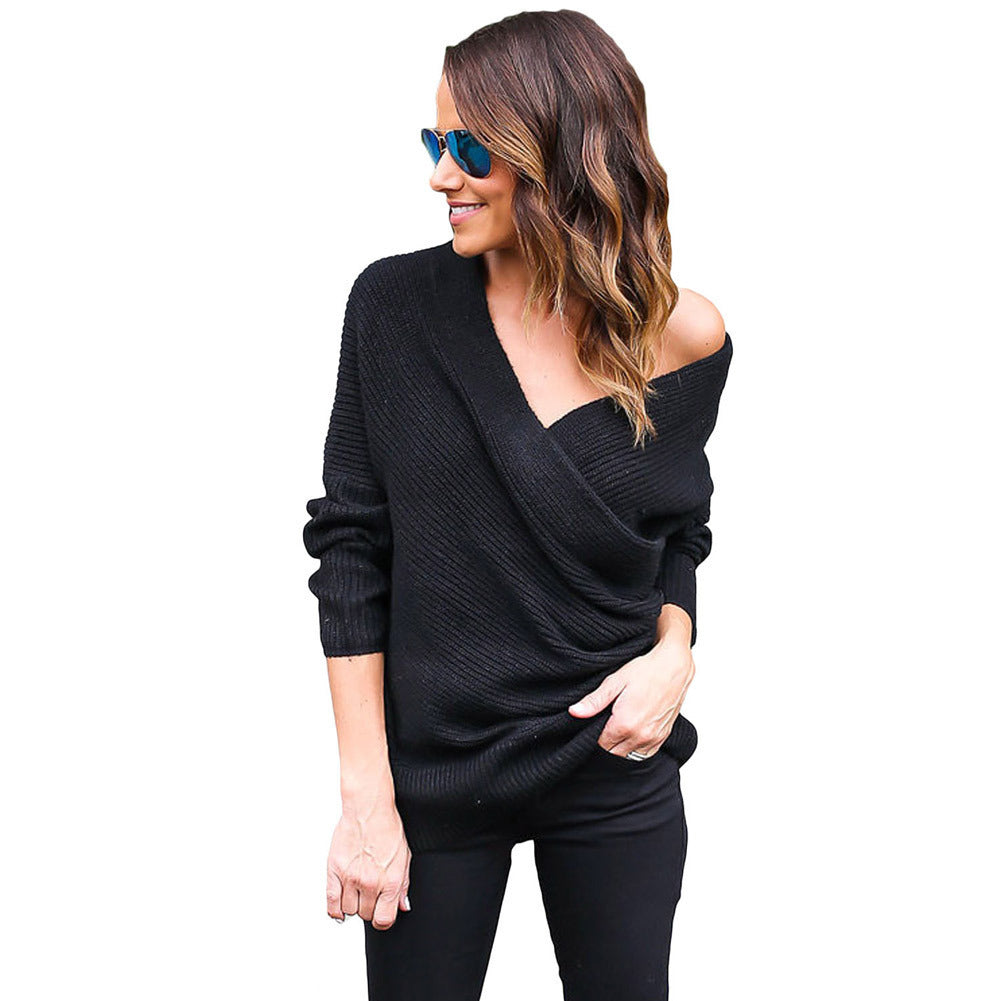 Deep V-neck knit dress with a relaxed fit for women Lune London