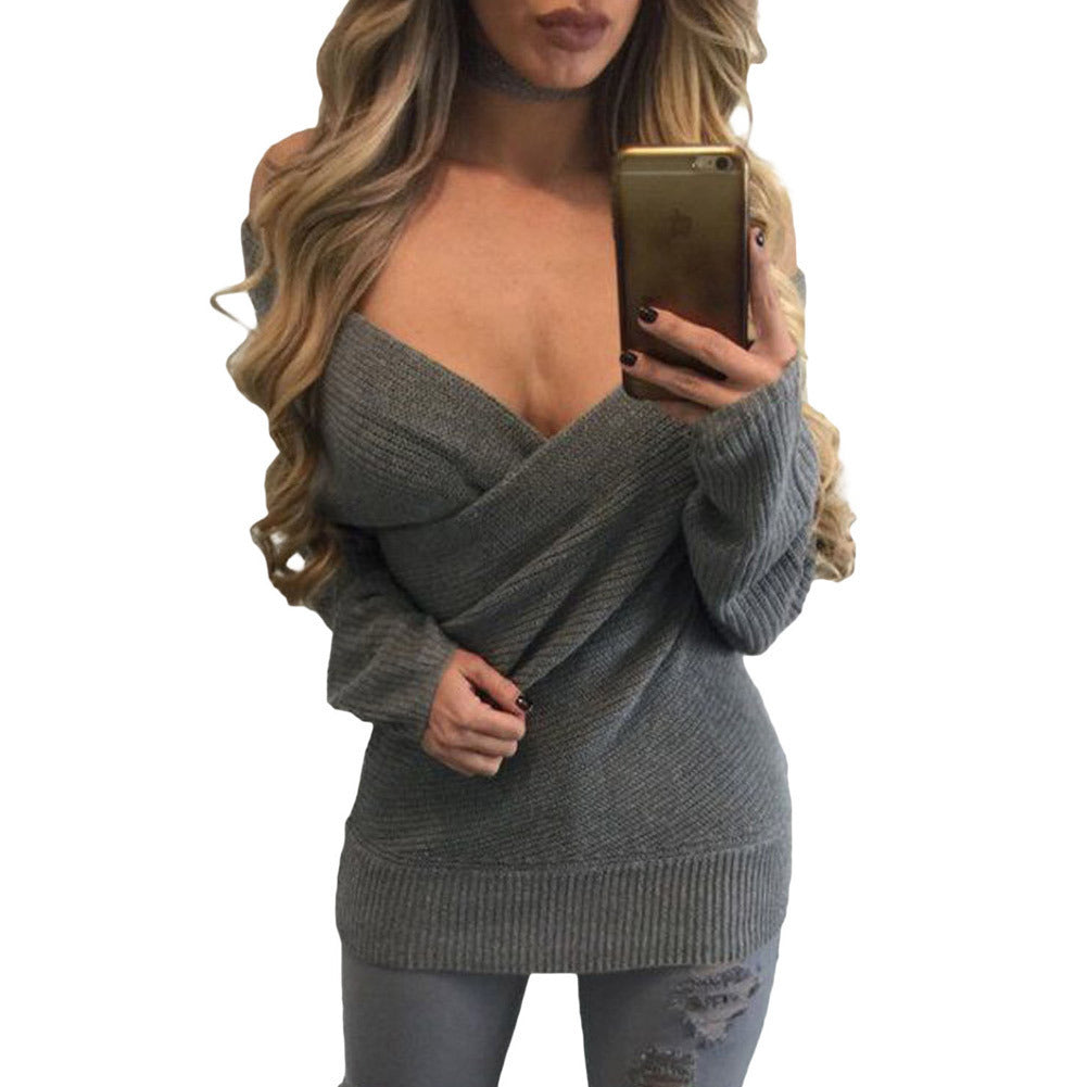 Deep V-neck knit dress with a relaxed fit for women Lune London