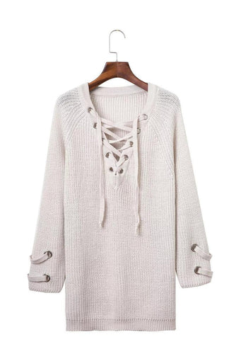 Casual knit sweater for women with decorative lace design and loose sleeves Amarael