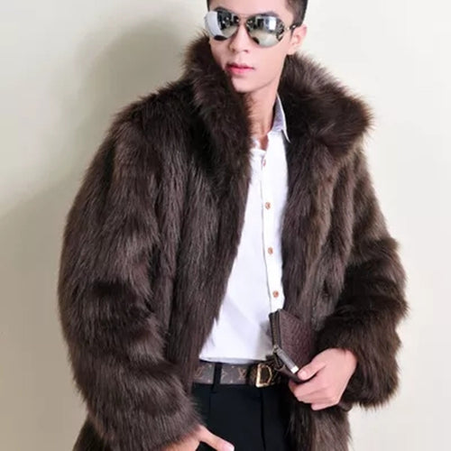 Men's faux fur jacket with classic collar Amarae
