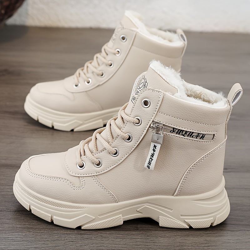 Lune London | Women's Winter Ankle Boot with Warm Fleece Lining & Zipper Detail Plus Sizes