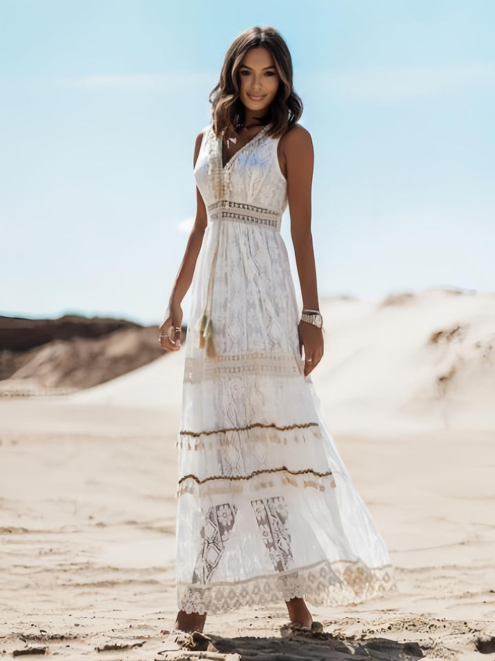 Lune London | Summer Maxi Dress In Boho Style with Lace & Slit