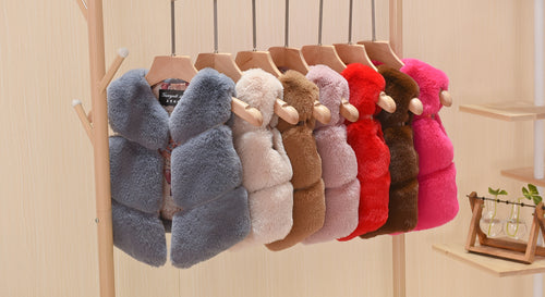 Ladies Cozy Faux Fur Jacket with High Collar Amarae