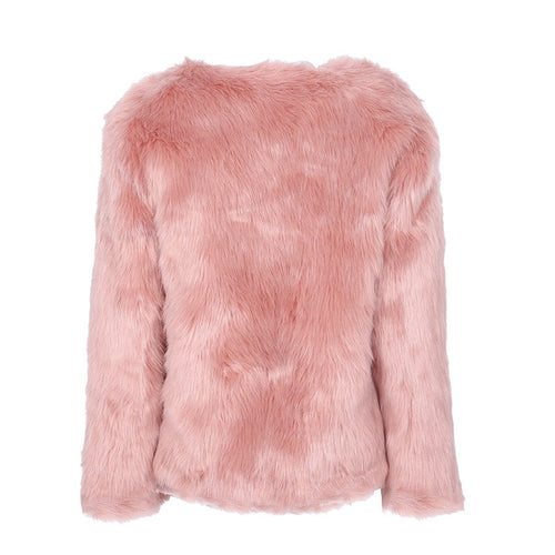 Ladies Short Plush Jacket with Fashionable V-Neck Amarae