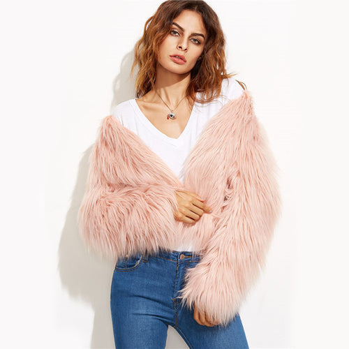 Ladies Chic and Stylish Faux Fur Plush Jacket