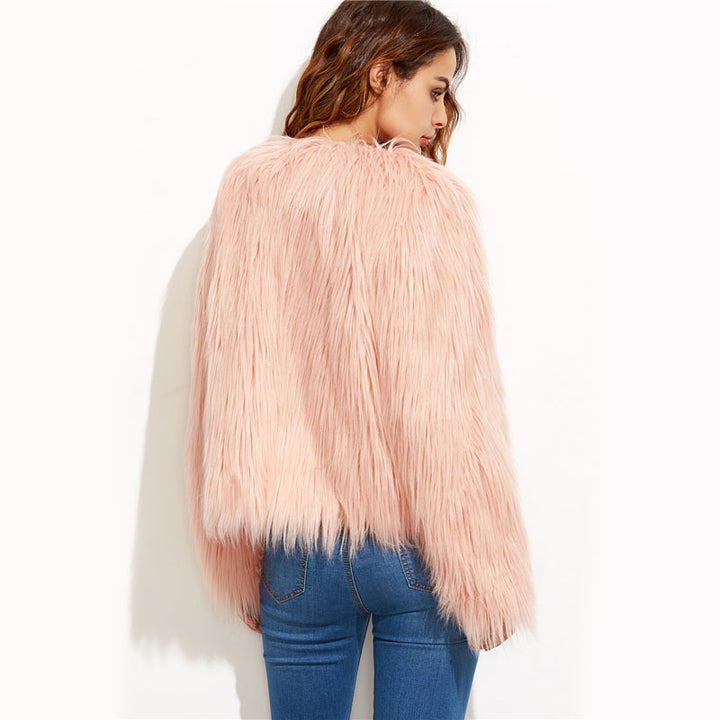 Ladies Chic and Stylish Faux Fur Plush Jacket