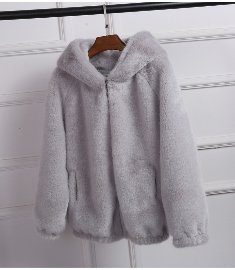 Women’s Faux Fur Hooded Jacket with High-Quality Zipper Lune London