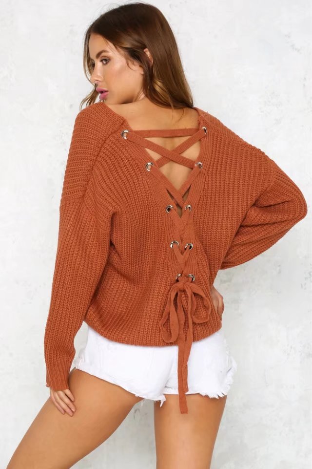Pull en tricot épais décontracté pour femmes avec coupe ample et col en V Chic & Stil