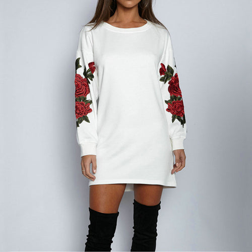Robe-sweat femme avec design de broderie florale et manches larges Chic & Stil