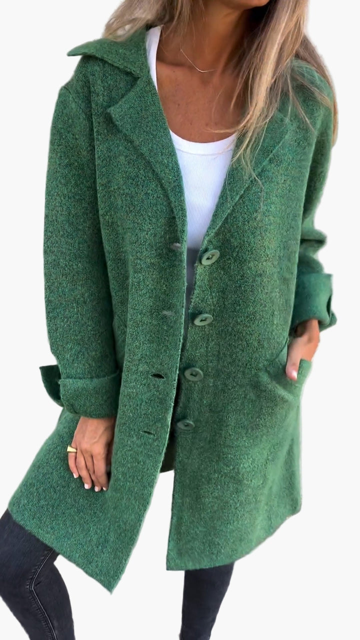 Amarae | Elegant Lapel Coat - Long trench coat for daily wear and the office