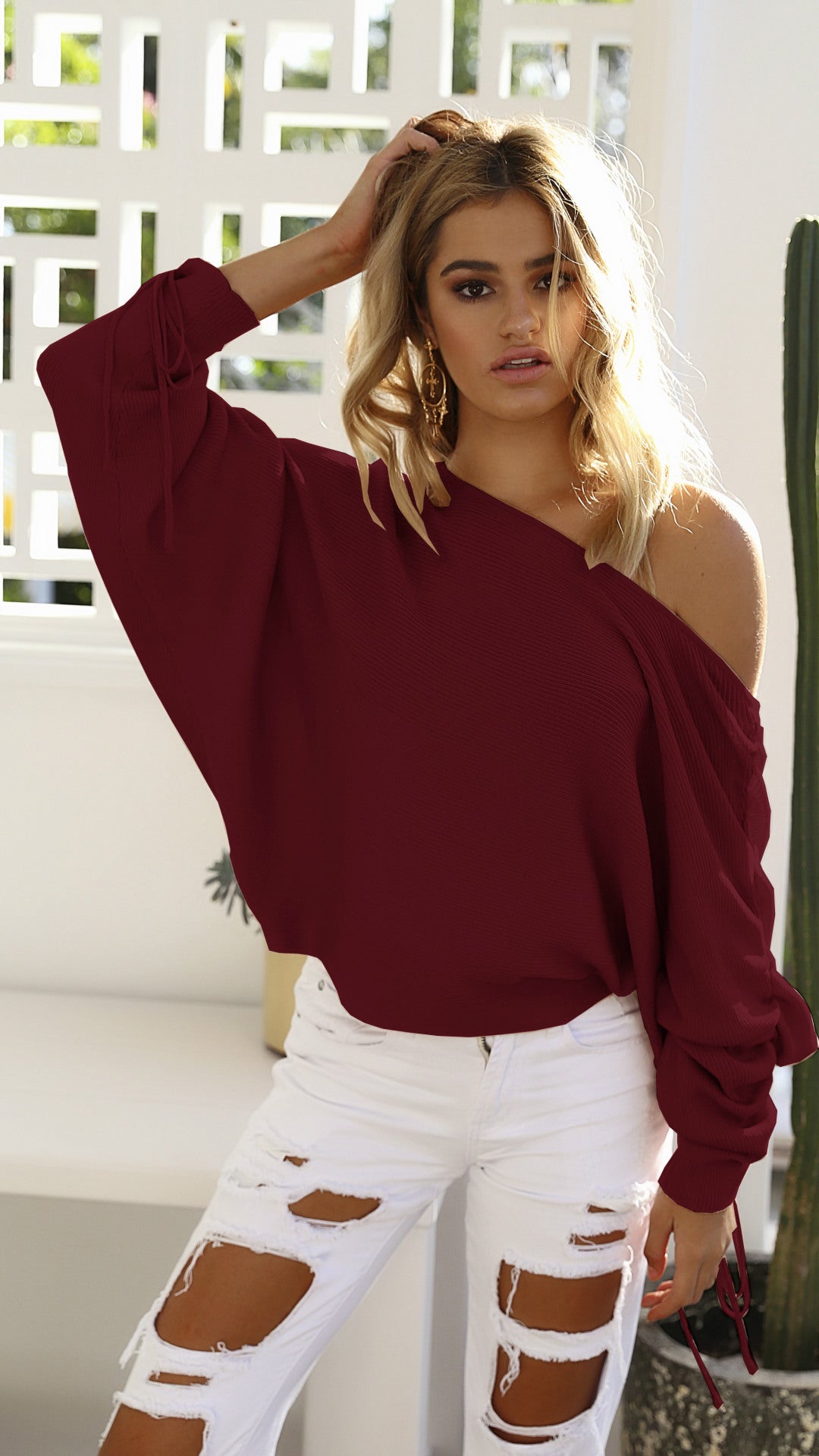 Pull oversized femme à coupe asymétrique Chic & Stil