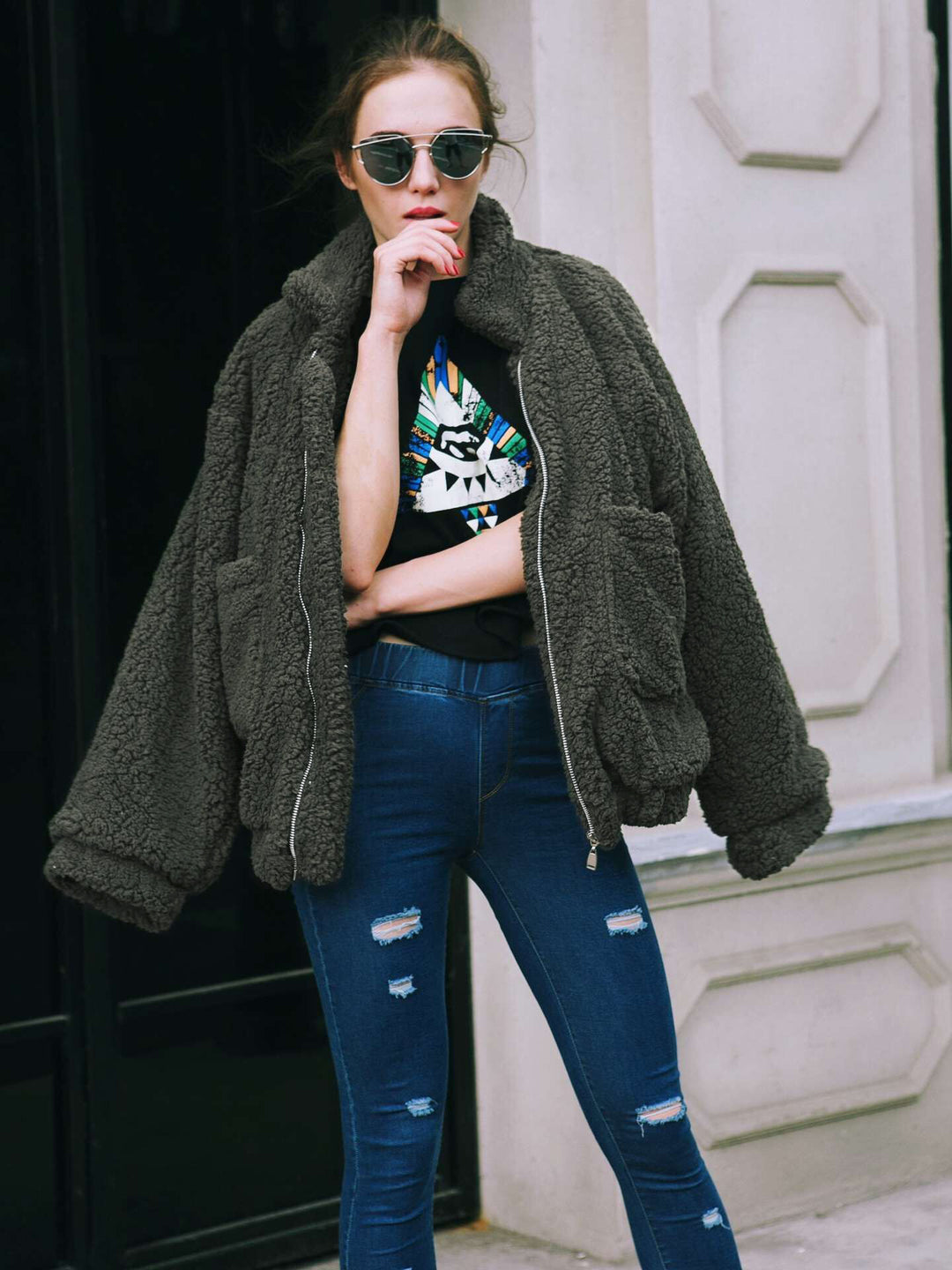 Women Cozy Fleece Jacket with Zipper Amarae