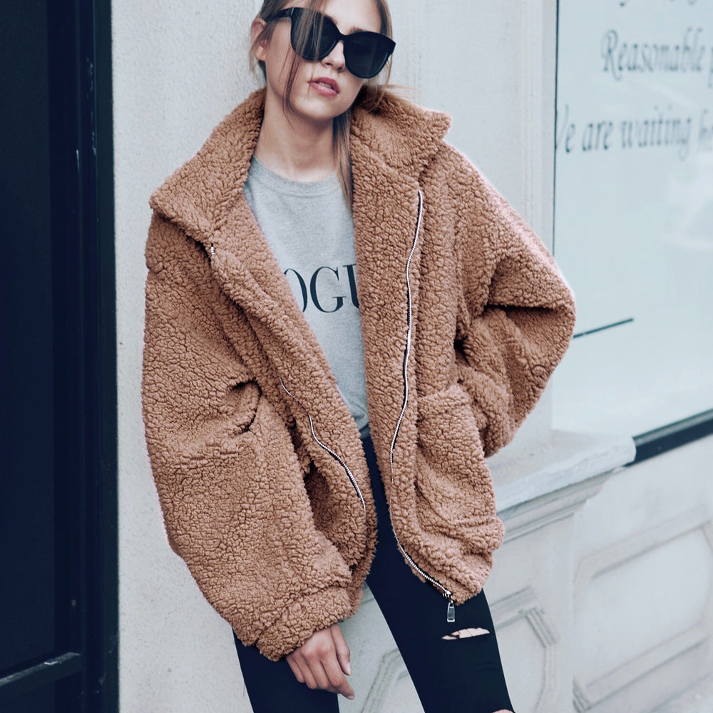 Women Cozy Fleece Jacket with Zipper Amarae