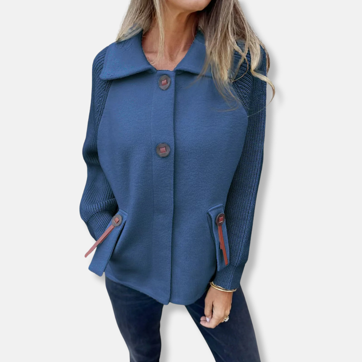 Amarae | Jacket - Casual Cut - Knitted Sleeves - With Lapel - Button Closure