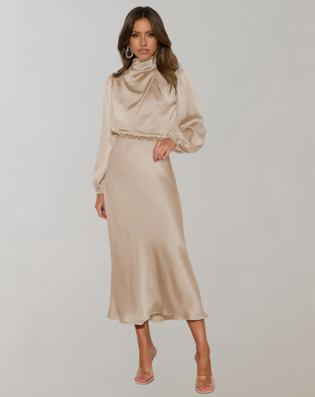 Lune London | Long-Sleeve Satin Dress
