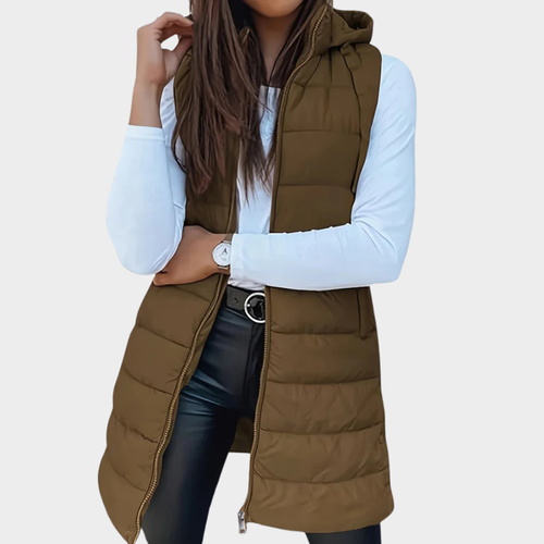 Amarae | Long padded vest with hood