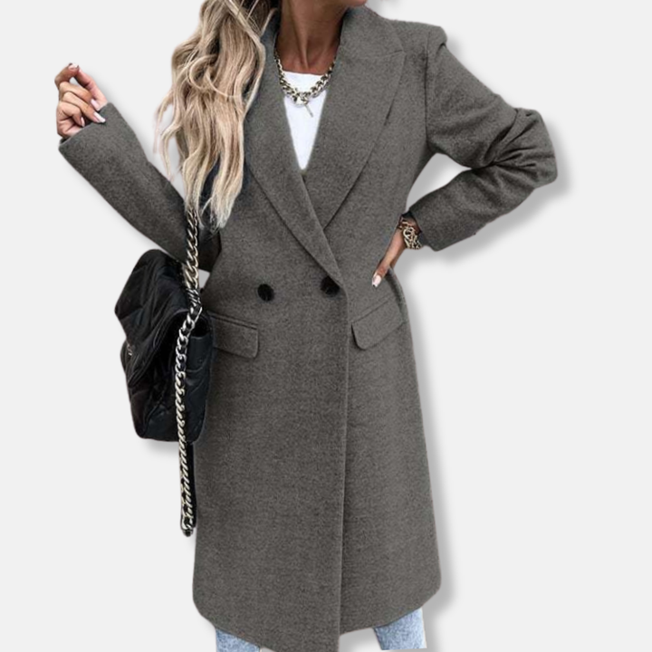 Amarae | Longer Coat - Tailored Fit - Wool - Button Closure - Classic Lapel