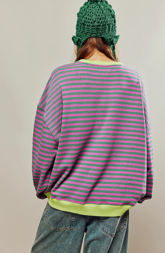 Amarae | Casual Striped Sweatshirt with Contrasting Accents for Women