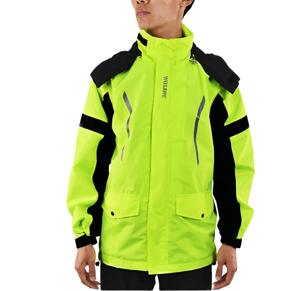 Amarae | Men's Waterproof Motorcycle Rain Jacket - Reflective Black/Green S-2XL