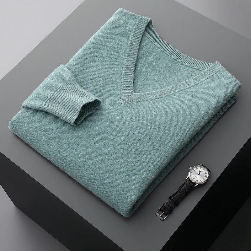 Chic Und Stil | Cashmere Sweater Men V-Neck Soft Cashmere Knit Material