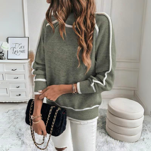 Amarae | Turtleneck pullover - Loose fit - Long sleeves - Contrast details