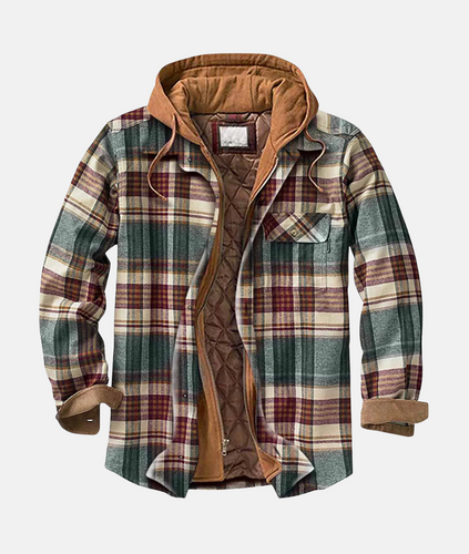 Amarae | Checked Flannel Shirt with Hood for Men