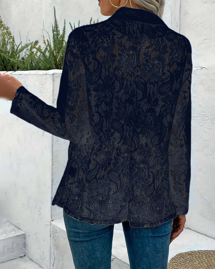 Lune London | Elegant, Solid Color Coat with Floral Lace Collar